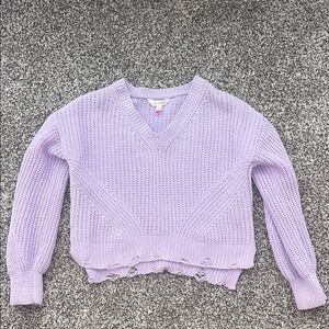 Lavender V-Neck Women's knitted cropped Sweater